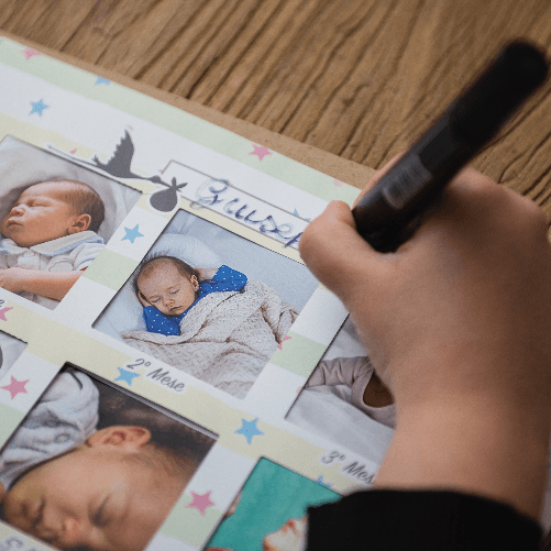 Lupia---Portafoto-da-parete-Multiplo-ESSENTIAL-BABY-GREY-30x40-cm-Newborn-Cornice-per-collage-di-12-foto-mensili-per-primo-anno-neonato