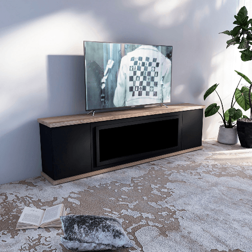 Sined-Mobile-Arosio-108-Nero-Mobile-In-Legno-Nero-Raffinato-Duraturo-Ed-Elegante-Mobile-Con-Struttura-e-Ante-Legno-Nero-Ral-9005-Piano-e-Base-Rovere-Fatto-a-Mano-In-Europa-Per-Ambienti-Interni