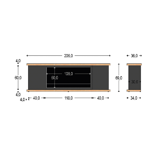Sined-Mobile-Arosio-108-Nero-Mobile-In-Legno-Nero-Raffinato-Duraturo-Ed-Elegante-Mobile-Con-Struttura-e-Ante-Legno-Nero-Ral-9005-Piano-e-Base-Rovere-Fatto-a-Mano-In-Europa-Per-Ambienti-Interni