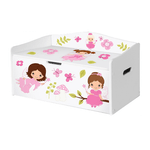 Lupia - Baule portagiochi in legno per bambini con stampa organizer L68xP28xH40 cm FAIRIES