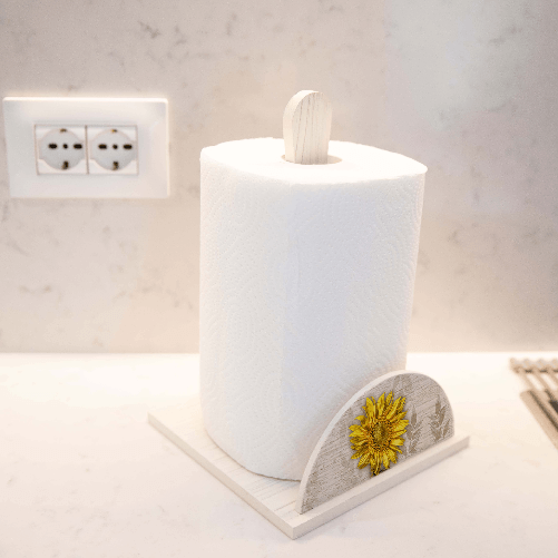 Lupia---Set-3-pezzi-Porta-Bicchieri-Porta-Tovaglioli-e-Porta-Rotolo-in-legno-SHABBY-GIRASOLE