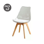 Muvip Confezione da 2 sedie di design D1000 - Gambe in legno massello - Cuscino imbottito sulla base