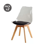 Muvip Confezione da 2 sedie di design D1000 - Gambe in legno massello - Cuscino imbottito sulla base