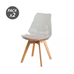 Muvip Confezione da 2 sedie di design D1000 - Gambe in legno massello - Cuscino imbottito sulla base