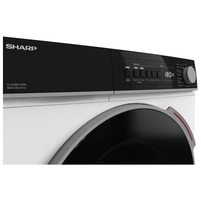 Sharp-ES-NFB814CWA-Lavatrice-Caricamento-Frontale-Bianco-e-Nero