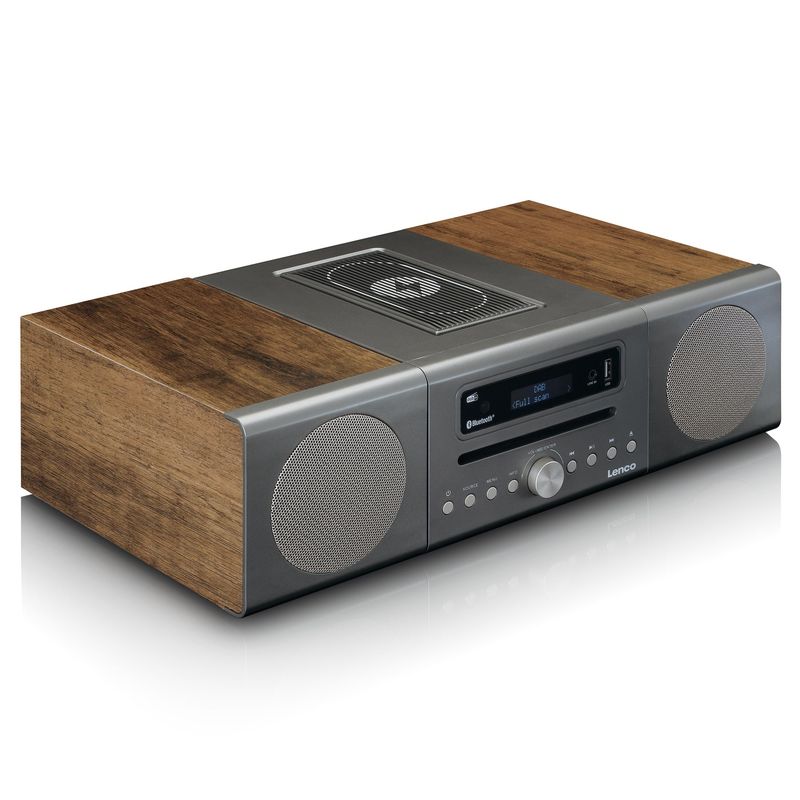 Lenco-MC-175-Impianto-Compatto-Dab-e-FM-Lettore-CD-MP3-Bluetooth-2-x-USB-Caricatore-Qi-Argento