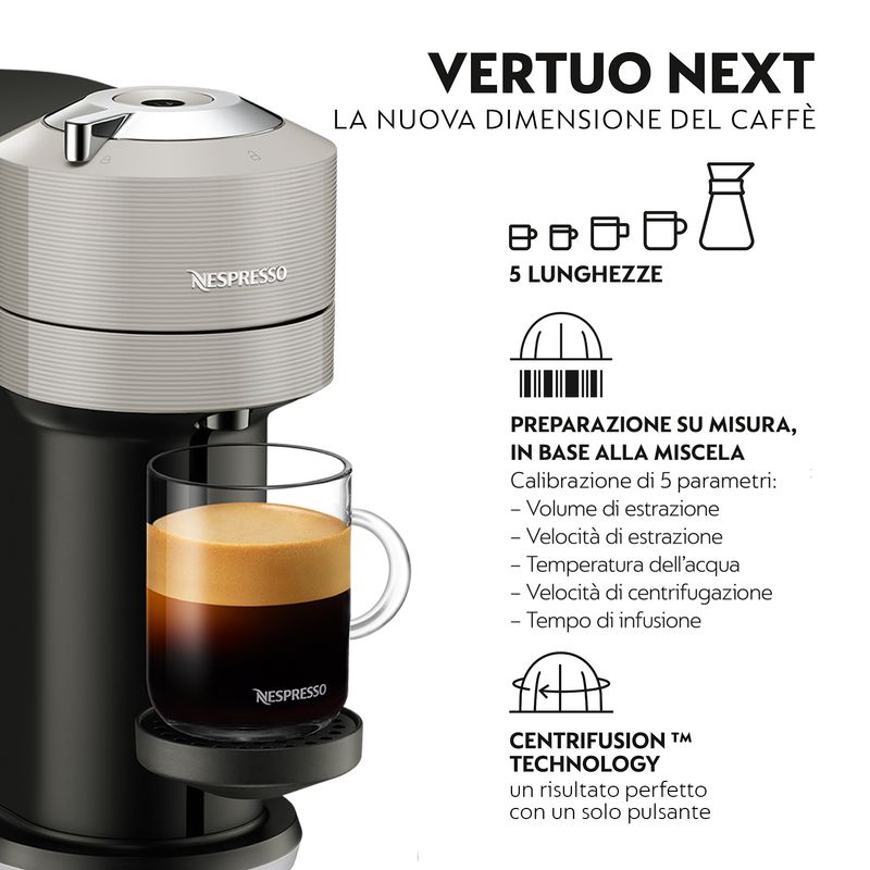 KRUPS-XN-910-B-Nespresso-Vertuo-Next-Macchina-per-Caffe--Semi-Automatica-Modello-Grigio-con-Capacita--di-1.1-Litro