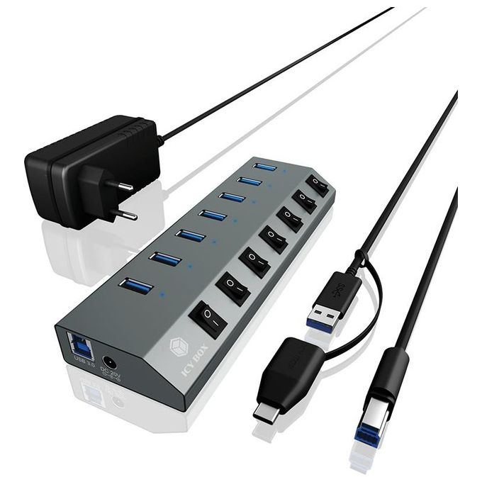 Raidsonic ICY BOX IB-HUB1701-C3 USB 3.2 Gen 1 (3.1 Gen 1) Type-B 5000 Mbit/s Antracite