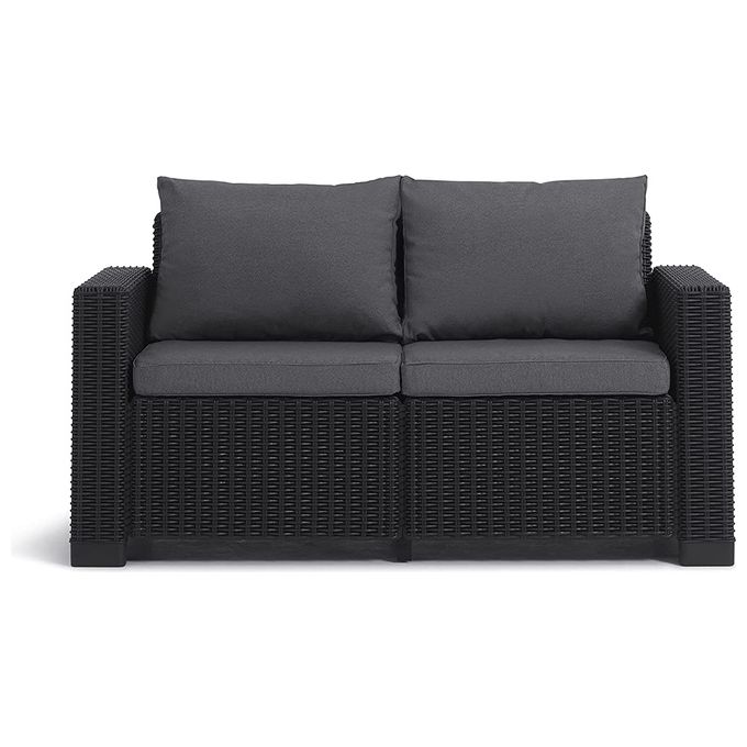 CALIFORNIA-SOFA-2-SEATER-CON-CUSCINI-SEDUTA-SCHIENALE---141X68X715H---ROUND-WICKER-6-MM---GRAFITE-------