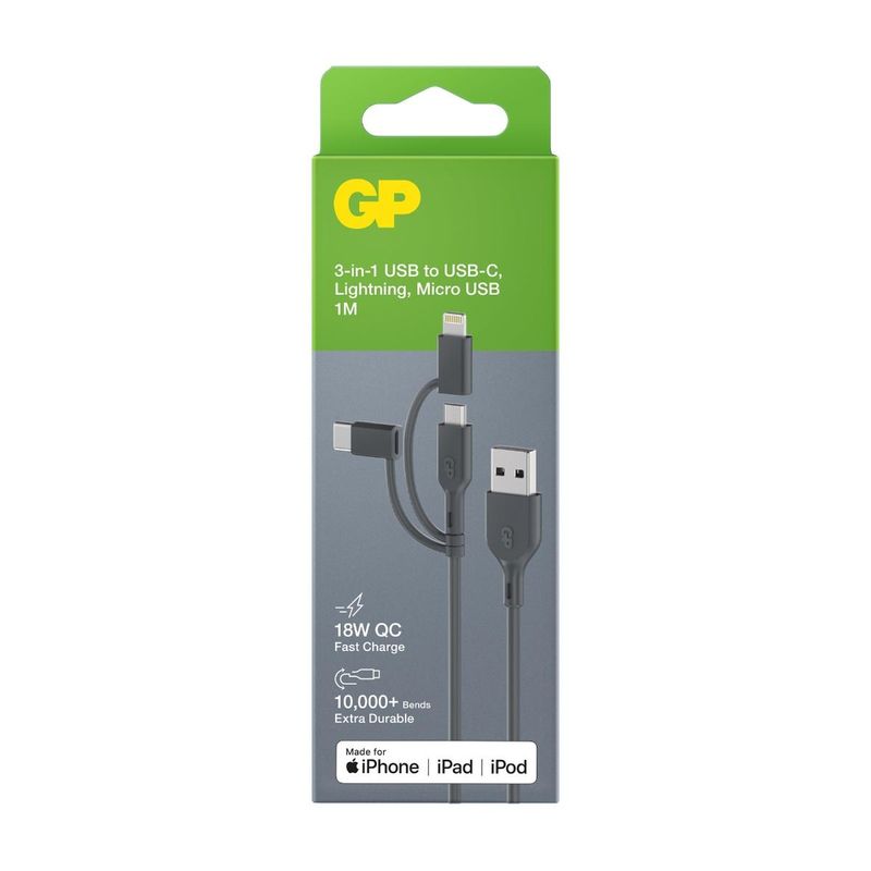 GP-CY1N-Cavo-Ricarica-e-Dati-1mt-3in1-USB-A-su-Micro-USB-C-Light