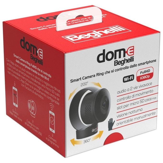 Beghelli-Smart-Camera-Ring-Full-Hd-Visione-Notturna-Sensore-Movimento-Slot-MicroSD