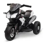 Moto Elettrica per Bambini 3-5 Anni Max. 25kg con Luci, Musica, Batteria 6V e Velocità 3km/h, 86cmx42cmx52cm Nera