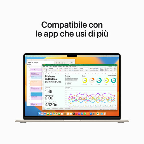 Apple-2023-MacBook-Air-M2--Display-Retina-15.3---8Gb-Ram-512Gb-Ssd-Videocamera-1080p-Galassia