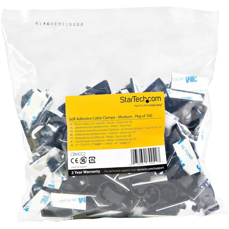 Startech.com-100-Clip-Fermacavi-Autoadesivi-Nero