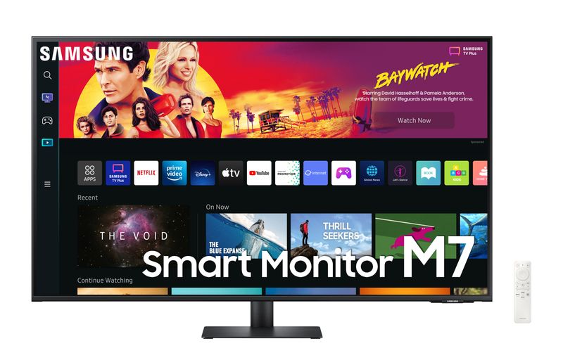 Smart-Monitor-M7--S43BM700--Flat-43---3840x2160--UHD-4K--Piattaforma-Smart-TV--Amazon-Video-Netflix--Airplay-Mirroring-Office-365-Wireless-Dex-Casse-Integrate-WiFi-HDMI-USB-Type-C