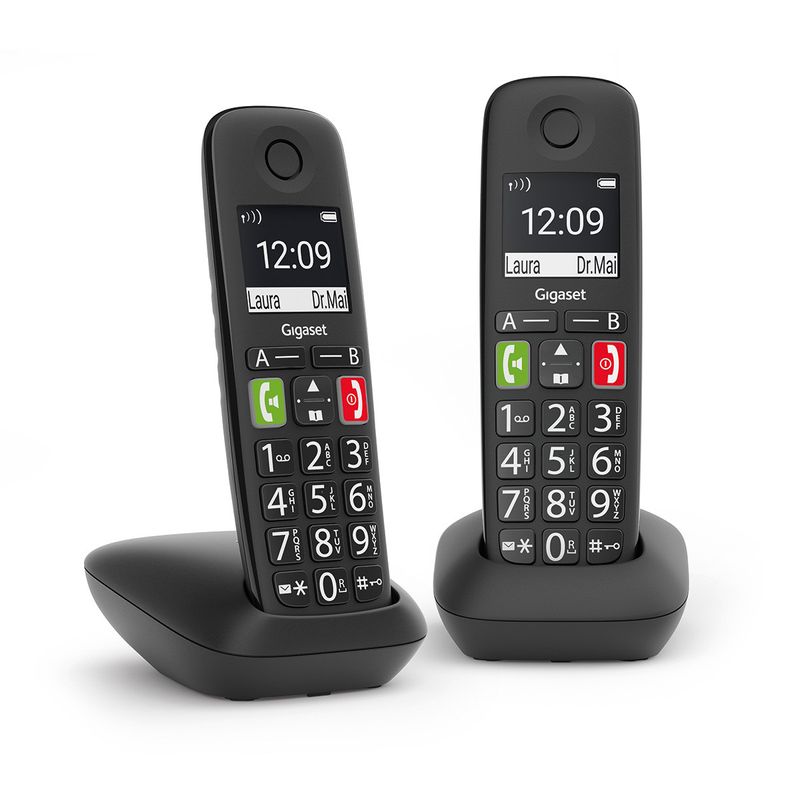 Gigaset-E290-Duo-Coppia-Cordless-DECT-GAP-Senior-Display-2---Vivavoce-Rubrica-Nero