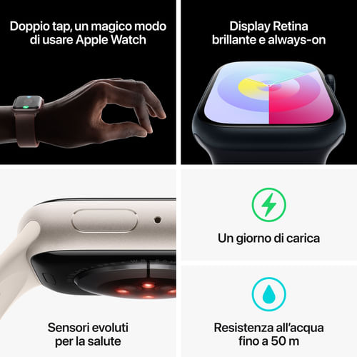 Apple-Watch-9-41mm-GPS-Cassa-in-alluminio-argento-con-cinturino-Sport-Blu-tempesta-S-M-Italia