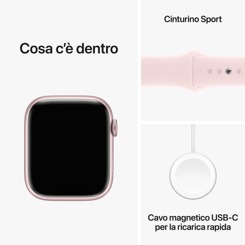 Apple-Watch-9-45mm-GPS-Cassa-in-alluminio-rosa-con-cinturino-Sport-Rosa-confetto-S-M-Italia