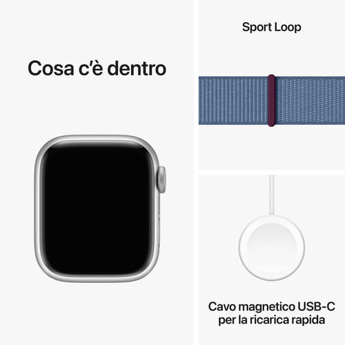 Apple-Watch-9-41mm-GPS---Cellular-Cassa-in-Alluminio-Argento-e-Sport-Loop-Blu-Inverno