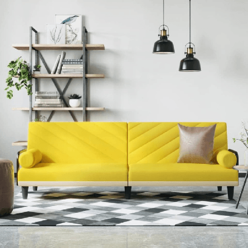 VidaXL Divano Letto con Braccioli Giallo Chiaro in Tessuto