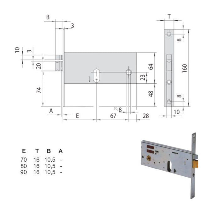 Cisa-14510-90-0-Elettroserratura-Infilare-Fasce-Alluminio