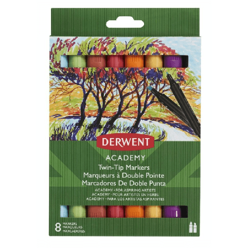 DERWENT Set di Pennarelli DERWENT Academy Multicolore Doppia punta 8 Pezzi