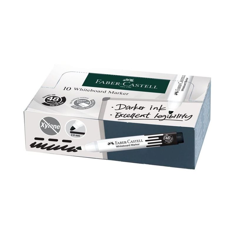 Faber-Castell-Confezione-10-Marker-per-Lavagna-Nero