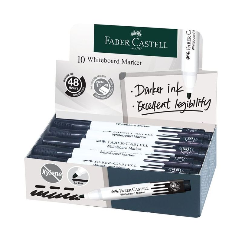 Faber-Castell-Confezione-10-Marker-per-Lavagna-Nero
