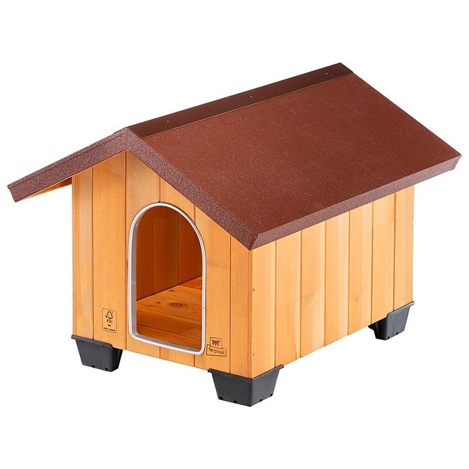 Ferplast-Cuccia-Cane-da-Esterno-DOMUS-SMALL-in-Legno-FSC-con-Piedini-Isolanti-Griglia-d-aerazione-Porta-con-Rivestimento-Antimorso