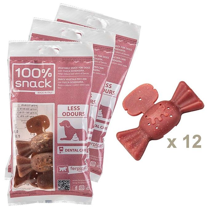 Ferplast-Snack-cane-Snack-naturale-per-cane-Snack-Igiene-Orale-Taglia-Piccola-Controllo-degli-ordori-con-estratto-di-Yucca-Kit-da-3-confezioni-225g