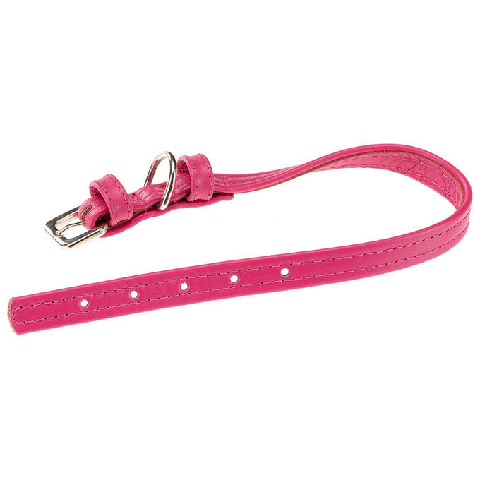 Collare-per-Cani-VOGUE-CF15-36-Vera-Pelle-Regolabile-Fibbia-in-Metallo-Rosa