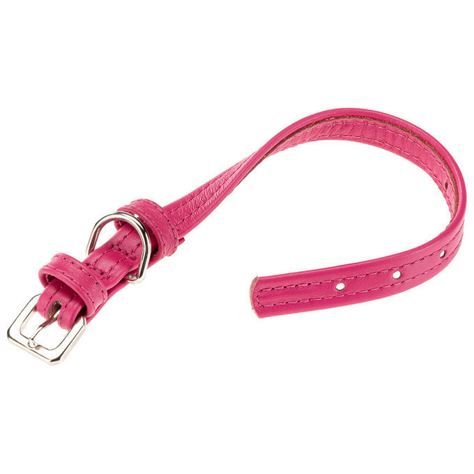 Collare-per-Cani-VOGUE-CF15-29-Vera-Pelle-Regolabile-Fibbia-in-Metallo-Rosa