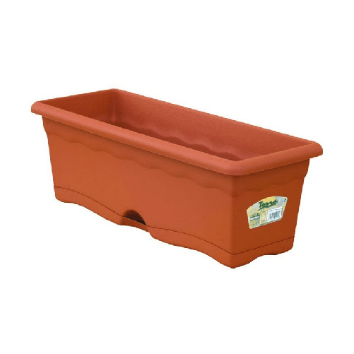 Plastiken Vaso da Balcone con Piatto Plastiken Terracotta polipropilene 80 x 20 cm