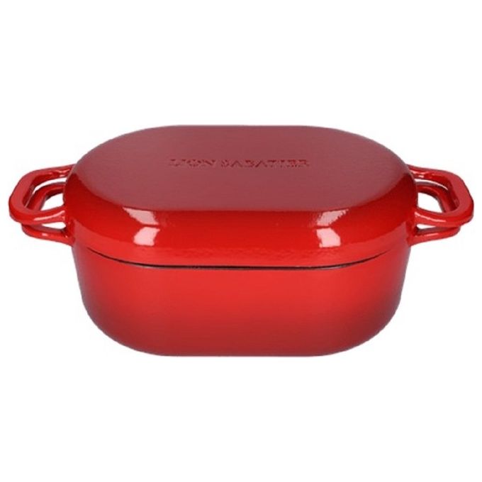 Sabatier-Padella-Ovale-Rossa-31-cm-45-Litri-Ghisa-Adatta-al-forno-e-a-tutte-le-fonti-di-calore-compresa-l-induzione