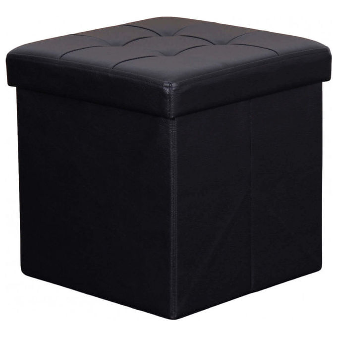 Pouf-Contenitore-Quadrato-In-Ecopelle-Nero