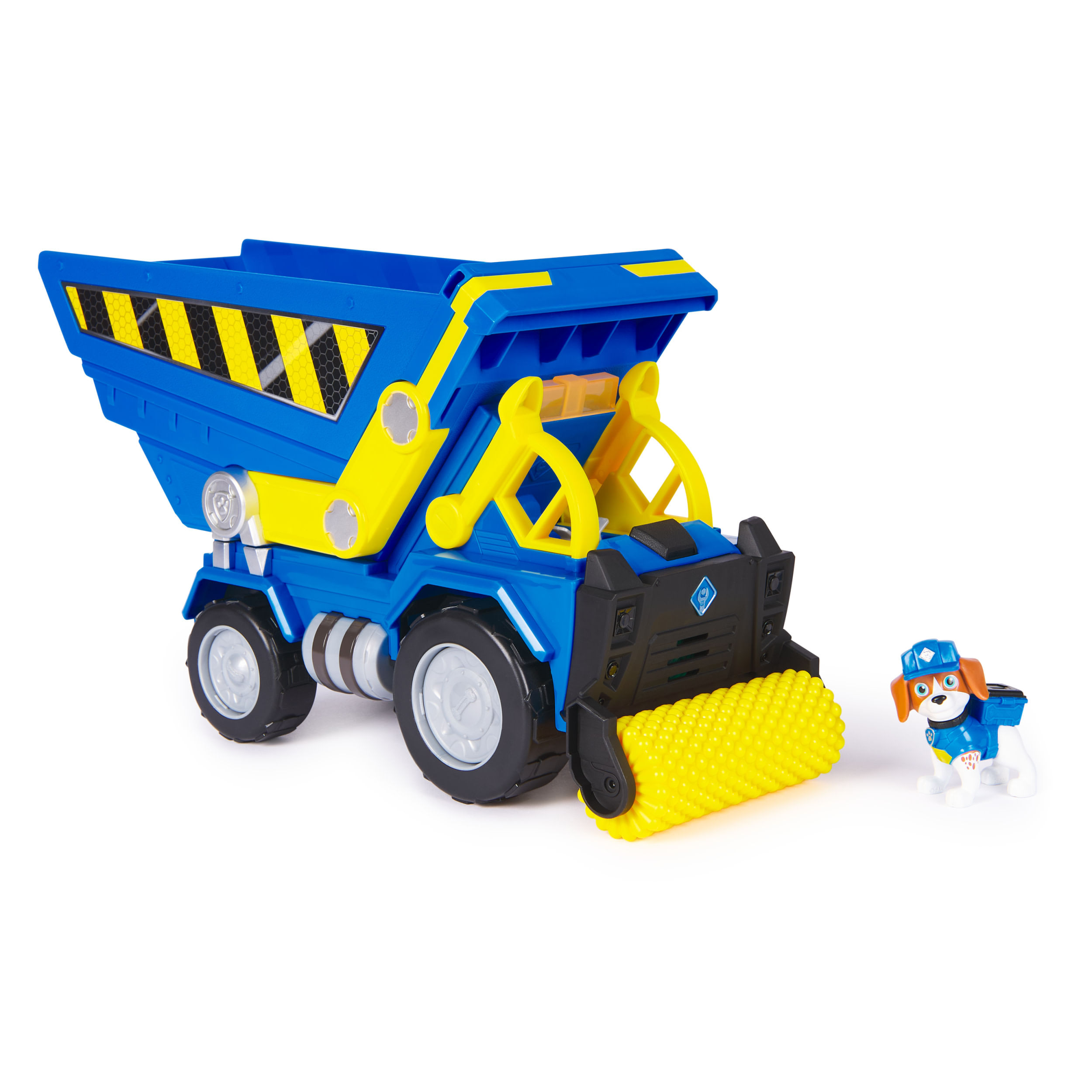 Spin Master Rubble & Crew , Veicolo da cantiere Deluxe di Wheeler, camion ribaltabile con luci, suoni e personaggio