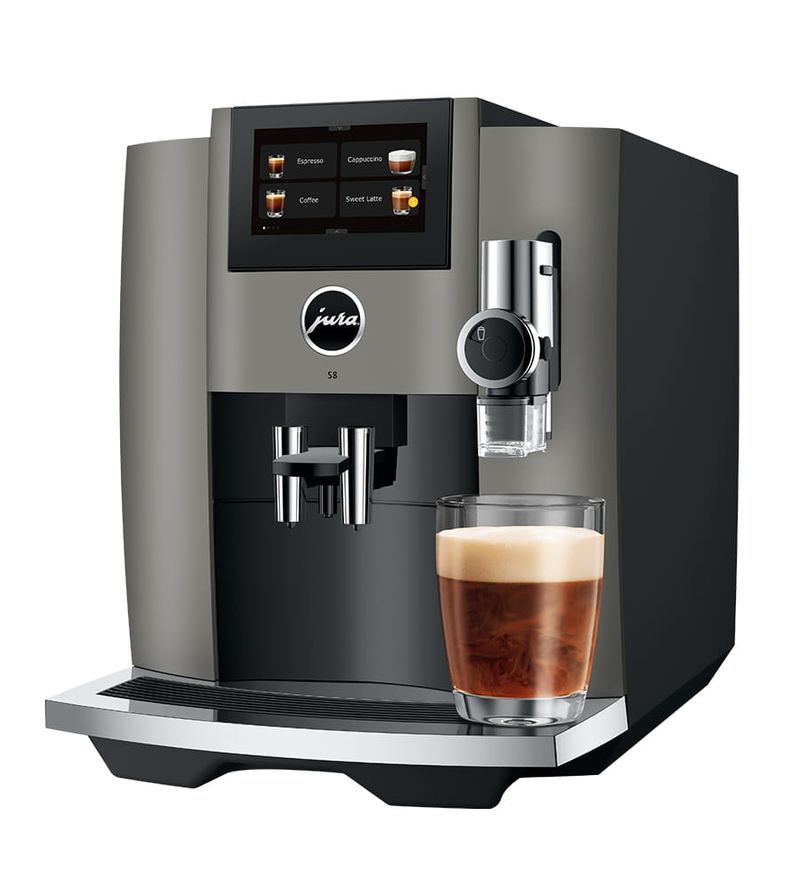 JURA-S8-Dark-Inox---Macchina-da-caffe--automatica-19-L-15-bar-1450-W-27-specialita--macinacaffe--Professional-Aroma-Grinder-display-touch-da-43---funzione-Sweet-Foam-Dark-Inox