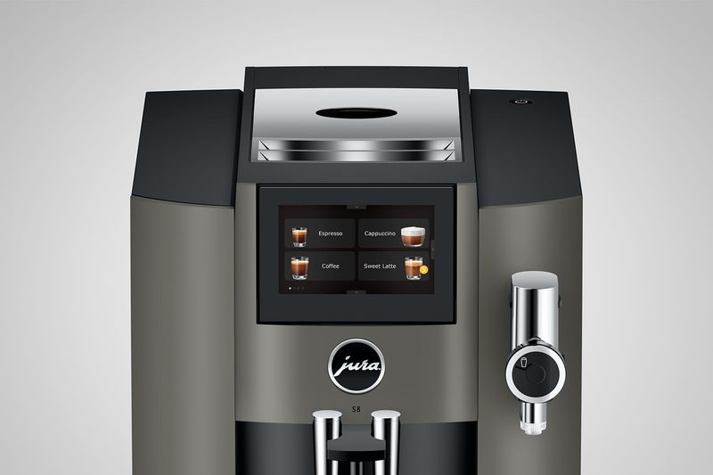 JURA-S8-Dark-Inox---Macchina-da-caffe--automatica-19-L-15-bar-1450-W-27-specialita--macinacaffe--Professional-Aroma-Grinder-display-touch-da-43---funzione-Sweet-Foam-Dark-Inox
