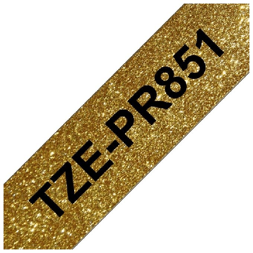 Brother-TZe-PR851-Nastro-originale---nero-su-oro-glitter-Premium-24-mm-di-larghezza