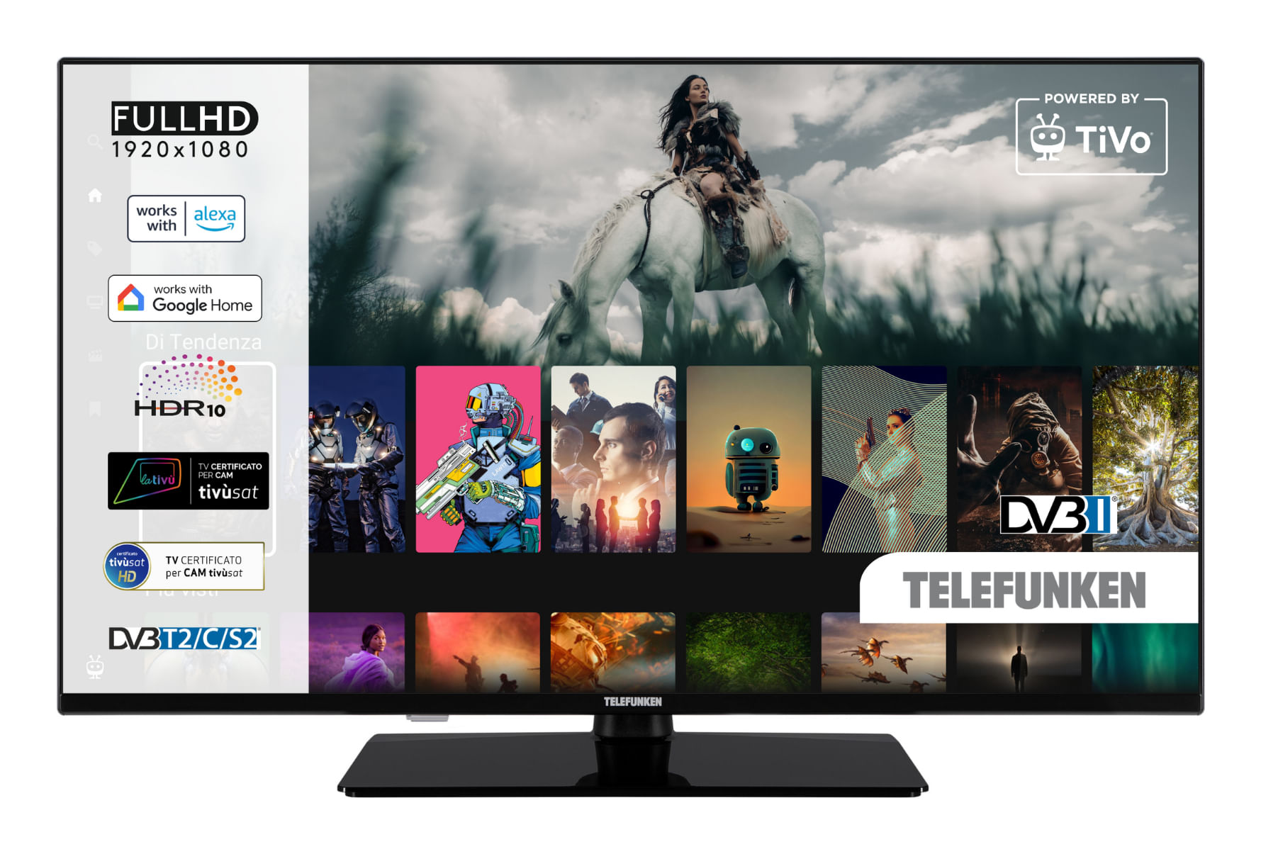 Telefunken TE40750B45I2KT Smart TV 40 Pollici Full HD Display LED DVBT2-C-S2 Classe E colore Nero Telefunken TE40750B45I2KT TV 101,6 cm (40") Full HD Smart TV Wi-Fi Nero 250 cd/m²