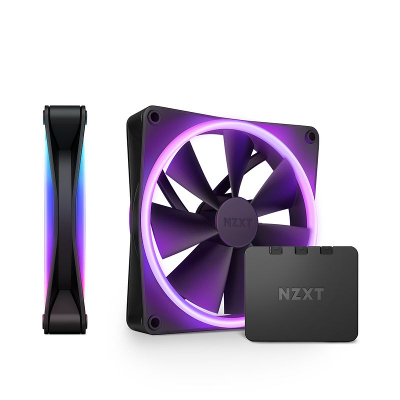 NZXT-F140-RGB-Duo-Twin-Pack---RF-D14DF-B1---2-ventole-RGB-a-due-lati-da-140-mm-con-controller-RGB---20-LED-indirizzabili-individualmente---Flusso-d-aria-e-pressione-statica-bilanciati---Nero