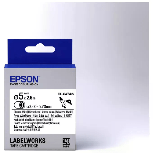 Epson-Guaina-Termorestringente-Bianca-per-Testo-Nero-Heat-Srink-Tube-D5mm--25-LK-4WBA5