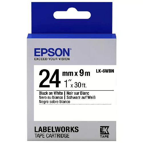 Epson Nastro fondo Standard Bianco per testo Nero 24/09 LK-6WBN