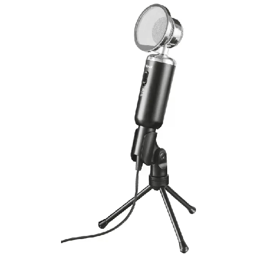 Trust-21672-Madell-Microfono-da-Tavolo-Estetica-Vintage-su-Treppiede-Nero