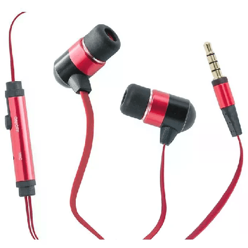 HI-FUN Hi-Earphones Auricolare Minimal Rosso Innovativo per Streaming e Telefonate con Controllo Integrato e Design Ergonomico