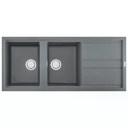 ELLECI-LMB50073-Best-500-Lavello-Metaltek-Titanio-gocciolatoio-reversibile-2-Vasche-116-cm-Grigio