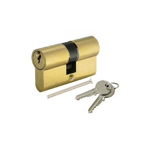 DOBO Serratura a cilindro 80 mm per porta con 2 chiavi senza pomello ottone lucido