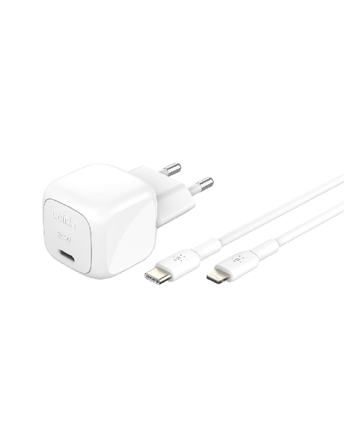 Belkin caricabatterie usb-c 30w rapido da muro per iphone ipad samsung galaxy bianco