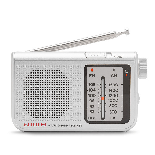 Aiwa rs-55sl radio personale analogica fm/am argento con altoparlante e uscita cuffie