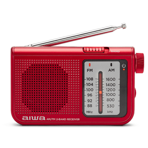 Aiwa rs-55rd radio personale analogica am/fm rossa con altoparlante e uscita cuffie